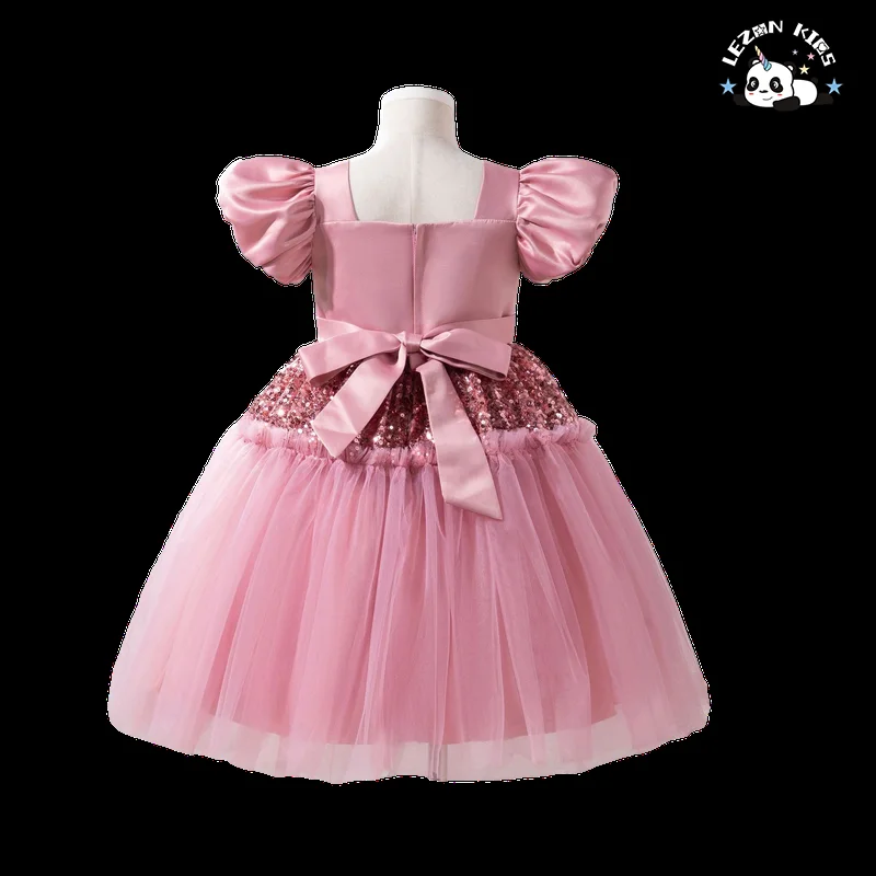 LEZONKIDS - More Popular in 2024 Sequined Puff Princess Dress Puff Sleeve Children's Dance Princess Dress